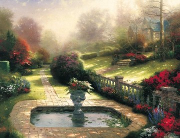antibes seen salis gardens iii Painting - Gardens Beyond Autumn Gate Thomas Kinkade